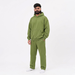 Unisex <b>Purple</b> Hooded Heavyweight Streetwear Tracksuit Full Sleeve Solid Color Cotton Casual Wear Side Pockets Regular Fit Winter - Product Image 2