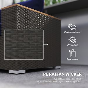 Divano da Esterno a 3 Posti in Rattan PE Blu Navy con Braccioli Larghi, Divano in Vimini PE per Giardino - Product Image 5