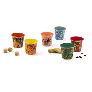 Set di 6 Tazze da Caffè in Porcellana Aboriginal Excelsa 6x6x6 Cm, Tazze in Ceramica con Disegni Artistici Indigeni Colorati - Product Image 2