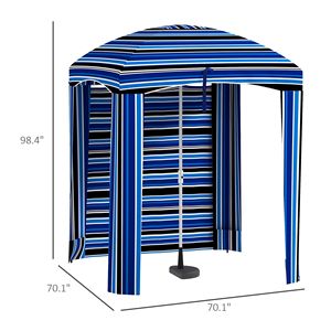 Tenda da Spiaggia Stile Cabana con Finestre Ventilate e Balze a Strisce Azzurre - Categoria Prodotti Pergole e Gazebo - Product Image 3