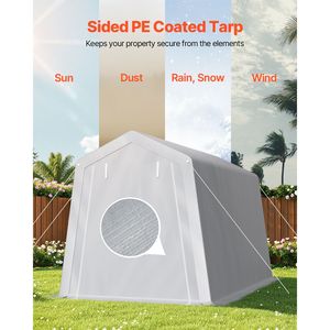 Tenda Portatile Impermeabile 7x12 piedi per Deposito in Giardino con Porta Avvolgibile e Telaio Resistente - Product Image 3