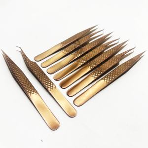 Pince à épiler pour extensions de cils RMI Shin Rose Gold Plasma Color, droite et à 45 degrés, en acier inoxydable, avec grip diamant. - Product Image 6