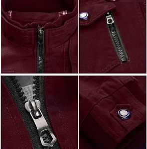 Blouson bomber coupe-vent noir pour homme, col montant, fermeture éclair, vêtement d'extérieur décontracté pour l'automne et l'hiver - Product Image 5