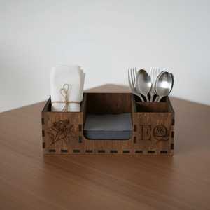 Premium Handmade Wooden Cutlery Holder Rustic Tabletop Utensil Container - Product Image 4