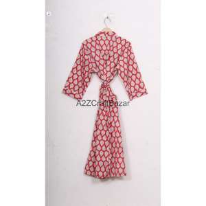 Bata Kimono 100% Algodón con Estampado Floral para Mujer, Ropa de Noche de Verano, Vestido de Playa, Bata con Logo Trasero - Product Image 1