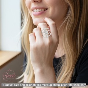 [Sheri Jewels] Baguette Women's 18K Solid White Gold Natural Diamond Fancy Style Ring - Product Image 4