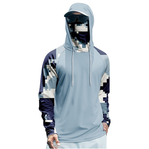 Chemises et vestes de pêche en polyester pour hommes, protection solaire, performance extérieure, manches longues, capuche, imprimé poisson, pour conditions météorologiques extrêmes - Product Image 1