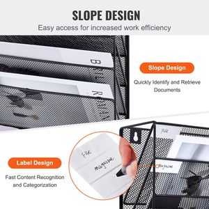 Portadocumenti da Parete in Metallo a 6 Tasche, Porta Riviste e Documenti a Rete per Casa e Ufficio - Product Image 4