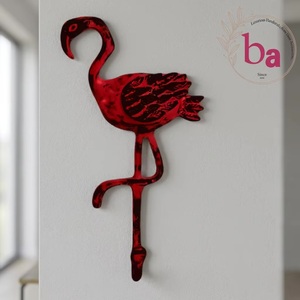 Ba Handmade <b>Red</b> Flamingo Wall Hook Cast Iron Vintage Waterproof Eco-Friendly Adjustable Animal Design Novelty Decor - Product Image 3