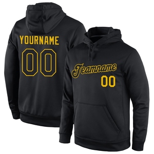 Sweat-shirt à capuche de football noir et blanc, personnalisé, avec broderie dorée, nouveau design, vente en gros directe pour les entreprises - Product Image 2