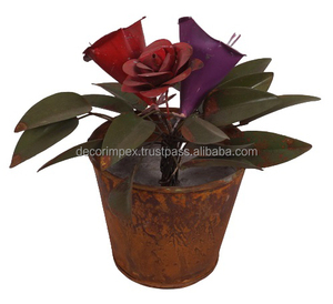 Guldasta Arte de la pared Decoración artesanía india maceta de hierro decorar plantas Navidad Color Natural Multi hoja de hierro antiguo Showpiece - Product Image 3