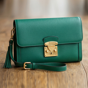Bolso Bandolera Clásico de Cuero Genuino Verde con Cierre de Solapa, Bolso de Mano de Cuero Suave de Lujo para Mujer, Uso Diario - Product Image 1