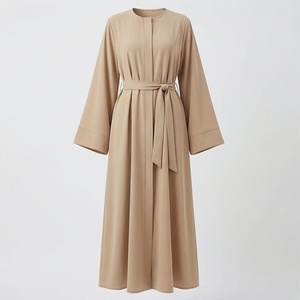 Abaya musulmane de luxe, robe élégante décontractée d'été à col en V et manches longues, vêtements de mode pour femmes de haute qualité, couleur personnalisée, polyester - Product Image 1