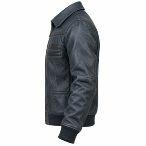 Nueva Tendencia Chaqueta de Cuero Genuino de Piel de Vaca Azul Pizarra para Hombre, Estilo Aviador Vintage, Abrigo Bomber Pesado para Invierno, Proveedor - Product Image 4