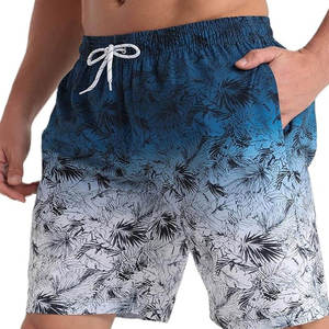 Short de bain décontracté pour homme, vert, imprimé, avec poches, séchage rapide, taille élastique, longueur mi-cuisse - Product Image 3