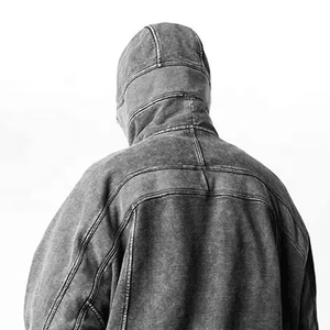 Sweat à capuche zippé oversize pour homme, style cagoule Ninja, double capuche, entièrement zippé, coupe-vent, en polaire, idéal pour l'hiver - Product Image 6