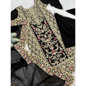 JD Women's Beautiful Black Top-Bottom y Fancy Dupatta Set para fiestas - Product Image 2