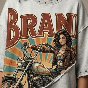 เสื้อยืดสตรีทแวร์พิมพ์ลายกราฟิกแบบดรอปโชลเดอร์สั่งทำพิเศษสำหรับผู้หญิง พิมพ์ลายแบบซับลิเมชั่นทรงโอเวอร์ไซส์สไตล์วินเทจ - Product Image 5