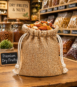 Wholesale Eco-Friendly Jute Linen Drawstring Bags From West Bengal for Dry Fruits and <b>Spices</b> Gift <b>Packaging</b> with <b>Custom</b> Print - Product Image 2