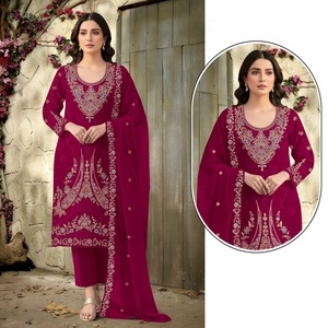 High on Demand Salwar Suit 9000 <b>Velvet</b> with Heavy Embroidered Coding Work Pakistani Suit from Indian Supplier - Product Image 1