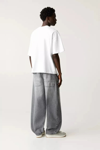 Custom Men's Loose Fit Straight-Leg Stonewashed Denim Jeans Full-Length Baggy Vintage Style Breathable for Summer Autumn <b>Old</b> - Product Image 2