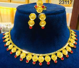 Latest MOLL JEWELLERS Indian 24K Gold Plated Zircon Floral Necklace Earring Set Women Certified Engagement Wedding Party Trendy - Product Image 3