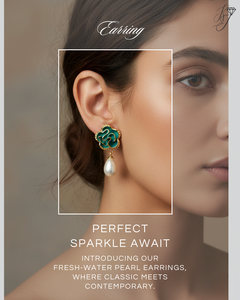 Boucles d'oreilles pendantes en émail vert plaqué or avec perles imitation perle pour femmes, bijoux tendance - Product Image 3