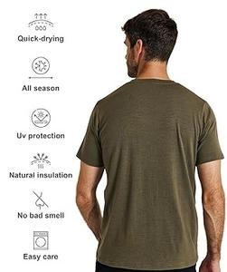 T-shirt de sport ajusté sur mesure pour homme, 100 % laine mérinos, imprimé, respirant, vente chaude, OEM, faible MOQ - Product Image 3