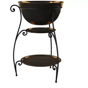 ถังแช่เครื่องดื่มโลหะทองแดงสลักลายหรูหรา พร้อมขาตั้ง ถังน้ำแข็งสำหรับไวน์และเครื่องดื่มอื่นๆ ใช้ได้ทั้งแบบตั้งพื้นและแบบมีขาตั้ง เหมาะสำหรับบาร์ที่บ้านหรืองานปาร์ตี้ - Product Image 2