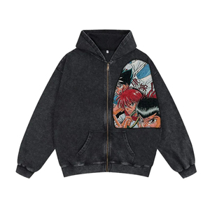 Sweat-shirt à capuche surdimensionné pour homme, imprimé anime, décontracté, pour l'automne, 100% coton, tricoté, coupe classique - Product Image 1