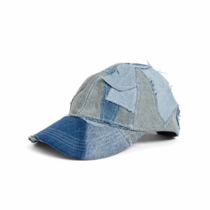 Unisex Distressed Denim Baseball Cap with Embroidery Punk Style 6-Panel Hat Fitted Closure Common 100% Cotton - Product Image 1