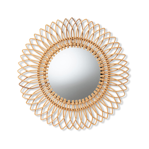 Espejo decorativo de pared con detalles en ratán, estilo antiguo, para dormitorio, sala de estar o entrada, procedente de Vietnam. - Product Image 1