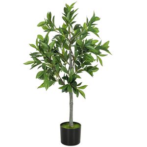 Árbol Artificial de Laurel Realista con 345 Hojas de PEVA, Planta Artificial en Maceta para Decoración del Hogar, Árboles Artificiales Verdes - Product Image 1