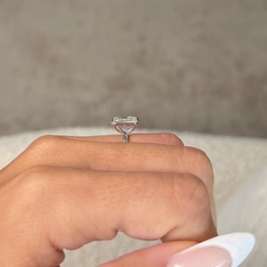 Women's 925 <b>Silver</b> <b>Emerald</b> Cut Diamond Engagement <b>Ring</b> Prong Setting Classic Style - Product Image 1