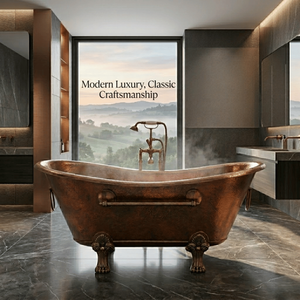 Premium Vintage <b>Copper</b> <b>Sheet</b> Soaking Bathtub Freestanding Hammered Clawfoot Bath Tub for Luxury Villas Hotels and Modern Homes - Product Image 3