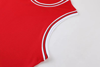 Seragam Basket Pria Custom Cetak Motif Winter Slam Dunk Warna Merah 100% Poliester Tanpa Lengan Bernapas