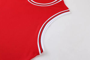 Maillot de basket-ball américain personnalisé imprimé Slam Dunk, populaire, pour hommes, couleurs rouges, 100% polyester, sans manches, séchage rapide - Product Image 3