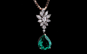 Luxury Lab Grown Marquise Round Brilliant Cut Lab <b>Emerald</b> Diamond Pendant with Earring <b>Set</b> | Floral Drop <b>Jewelry</b> <b>Set</b> for Women - Product Image 4