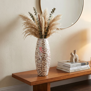 Mother of Pearl Inlay Geometric <b>Tabletop</b> Vase Luxury Eco-Friendly Bohemian Floral Home Decor - Product Image 5