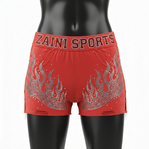 Women Premium Cotton Spandex Booty <b>Shorts</b> Rhinestone Side Panel Stretch Fit Custom Logo <b>Shorts</b> women's <b>shorts</b> - Product Image 6