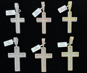 Custom Iced Out Cross Pendant VVS Moissanite Diamond Alloy Silver Plated Unisex Religious Charm Gift Hip Hop Jewelry - Product Image 1