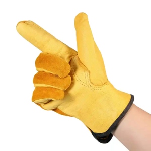 Cowhide Grain & Split Leather <b>Driver</b> <b>Gloves</b> XL Size Soft Comfortable Cotton Liner Elastic Cuff Breathable Anti-Slip Industrial - Product Image 1