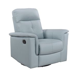 Poltrona Reclinabile Girevole in Pelle Blu, Lussuosa e Confortevole, Arredamento per Soggiorno, Sedia Imbottita Confortevole - Product Image 3