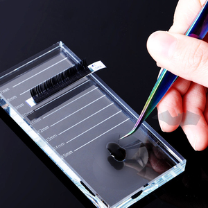 Clear Glass Eyelash Tile with Glue Jade Stone Slot <b>Lash</b> <b>Extension</b> Palette Holder Printed Scale <b>Lash</b> Strip Board Organizers - Product Image 6