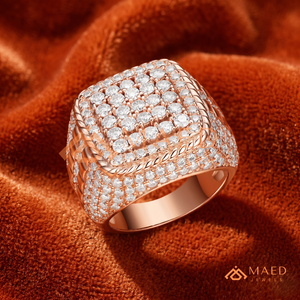 Luxury Rose Gold Round Cluster <b>Ring</b> for <b>Men</b> 18K Rose Gold Plated Iced Out Moissanite VVS Diamond Big Medallion Statement <b>Ring</b> - Product Image 1