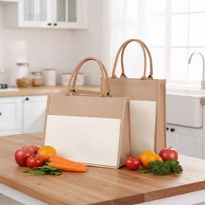 Premium Quality Jute Tote Bag with Two Handles Open Closure Unisex Outdoor Fashion Shopping Travel Daily Use-Buy Direct Supplier - Product Image 2