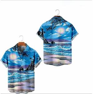 เสื้อเชิ้ตฮาวายผู้ชาย แขนสั้น ผ้าป๊อปลิน สีพื้น ปกคอพับ ระบายอากาศได้ดี เหมาะสำหรับวันหยุดฤดูร้อน - Product Image 2