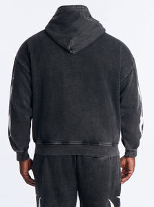 Sweat à capuche streetwear pour homme, personnalisé par le fabricant, avec patch brodé, effet délavé, appliqué, peint à la main, effet éclaboussures, fermeture éclair - Product Image 2