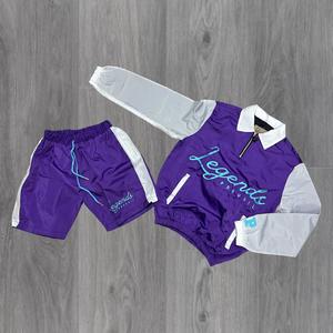 Conjunto Deportivo de Chaqueta y Pantalones de Nailon con Cremallera y Costuras Personalizadas de Fábrica, Diseño de Traje Deportivo para Correr, Resistente al Viento - Product Image 4