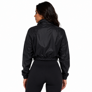 Custom Logo Cropped Windbreaker <b>Jacket</b> <b>Women</b> Waterproof Nylon Gym Fitness Sports <b>Jacket</b> OEM ODM Athleisure <b>Lightweight</b> Gym Wear - Product Image 2